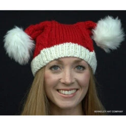 Knit Santa Hat Double Pom-Poms -Fashion hats 045 32703.1500941038.1280.1280 22693.1667689446.1280.1280