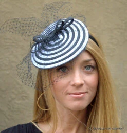 Swirl Dish Fascinator With Black Veil -Fashion hats 089 71218.1649889613.1280.1280
