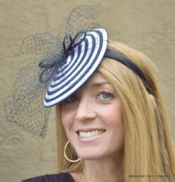 Swirl Dish Fascinator With Black Veil -Fashion hats 090 79426.1649889613.1280.1280