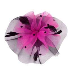 Contrasting Feather Fascinator -Fashion hats 1294 black fuchsia 35098.1642970942.1280.1280
