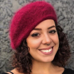 Angora Beret -Fashion hats Angora Beret Bugundy 03107.1680976919.1280.1280