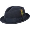Diamond Crown Pork Pie Hat In Wool Felt By Bigalli -Fashion hats Bigalli Diamond Stingy Brim Navy 81687.1667684887.1280.1280