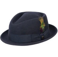 Diamond Crown Pork Pie Hat In Wool Felt By Bigalli
