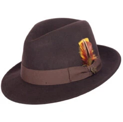 Milano, Wool Pinch-front Fedora By Bigalli -Fashion hats Bigalli Milano Fedora Dark Brown 77278.1648939695.1280.1280