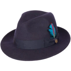 Milano, Wool Pinch-front Fedora By Bigalli -Fashion hats Bigalli Milano Navy 75256.1648939695.1280.1280