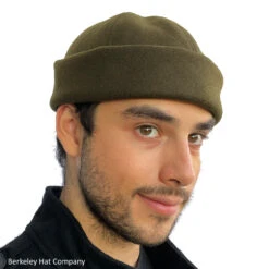Davo Melton Wool Beanie Cap -Fashion hats Davo Olive 45098.1667685638.1280.1280
