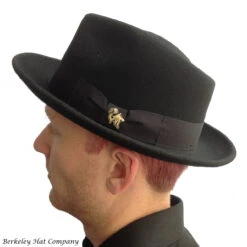 Wool Felt Teardrop Crown Fedora By Bigalli -Fashion hats Quickstep Black 2 30280.1667684883.1280.1280