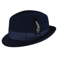 Soft Wool Fedora Hat 2 Inch Brim -Fashion hats Soft Wool Fedora Hat navy 28286.1667684109.1280.1280
