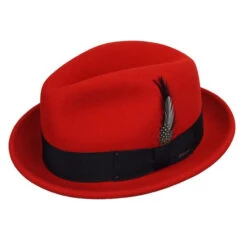 Soft Wool Fedora Hat 2 Inch Brim -Fashion hats Soft Wool Fedora Hat red 33326.1667684109.1280.1280