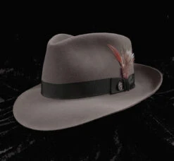 Grey Fur Felt Fedora, "Downs" By Stetson
