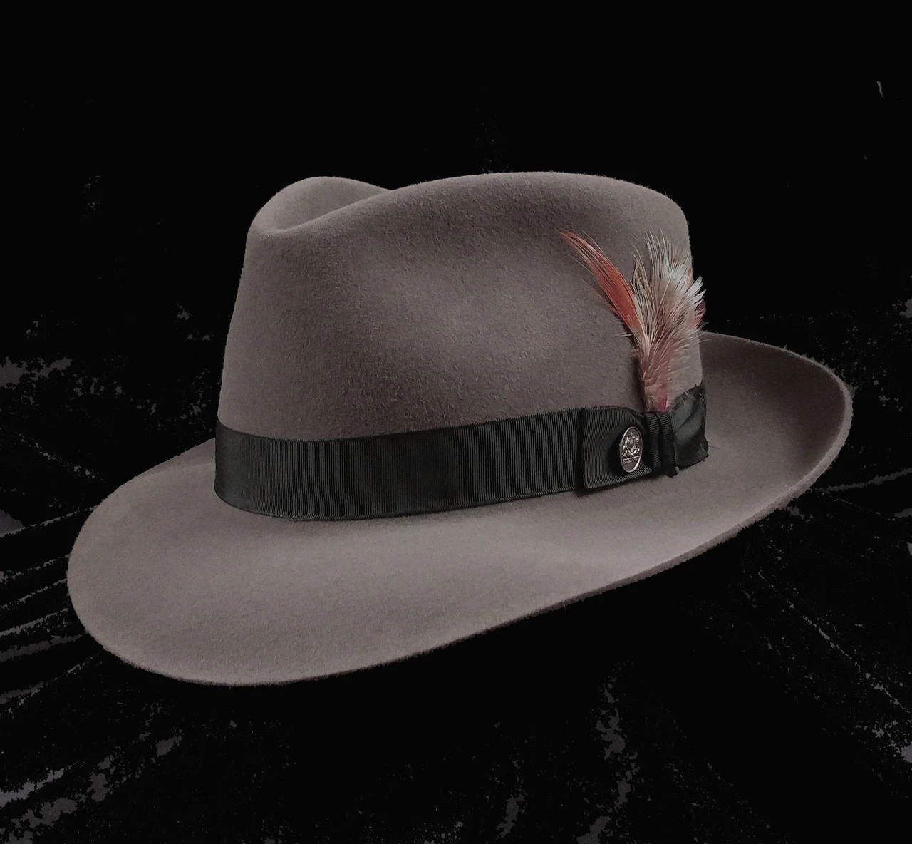 Grey Fur Felt Fedora, "Downs" By Stetson 3 Grey Fur Felt Fedora, "Downs" By Stetson