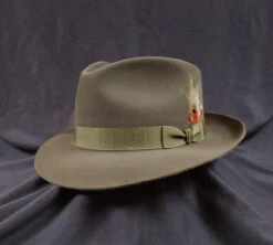 Stetson Fur Felt Fedora, "Downs" In Sage