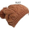 Cable Knit Beanie With Pom Pom