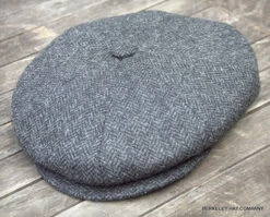 Irish Newsboy Cap Dark Grey Herringbone
