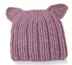 Knit Pussy Cat Hat In Mauve Pink