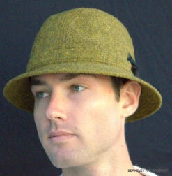 Irish Walking Hat Olive/Gold Donegal Tweed IR09