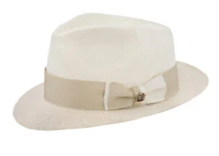 Danville Shantung Fedora In Ivory & Tan By Biltmore