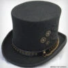 Steam Punk Black Wool Top Hat With Gear Charms -Fashion hats steam punk wool felt top hat black 9 21085.1667686869.1280.1280