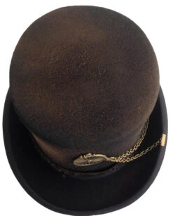 Distressed Steampunk Top Hat In Wool Felt -Fashion hats steampunk top hat 93615.1667689486.1280.1280