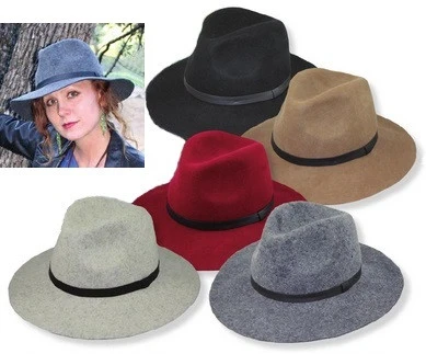 Wide Brim Women's Fedora In Wool Felt 3 Wide Brim Women's Fedora In Wool Felt