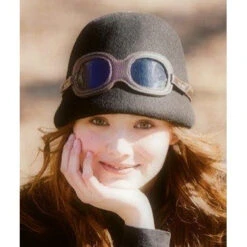 Wool Cloche Hat With Detachable Goggles By Grace